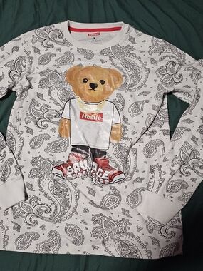 Boys White Paisley Bear Graphic Sweatshirt